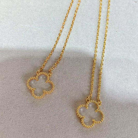 [Marins]CLOVER ROCK CRYSTAL ROSE GOLD NECKLACE