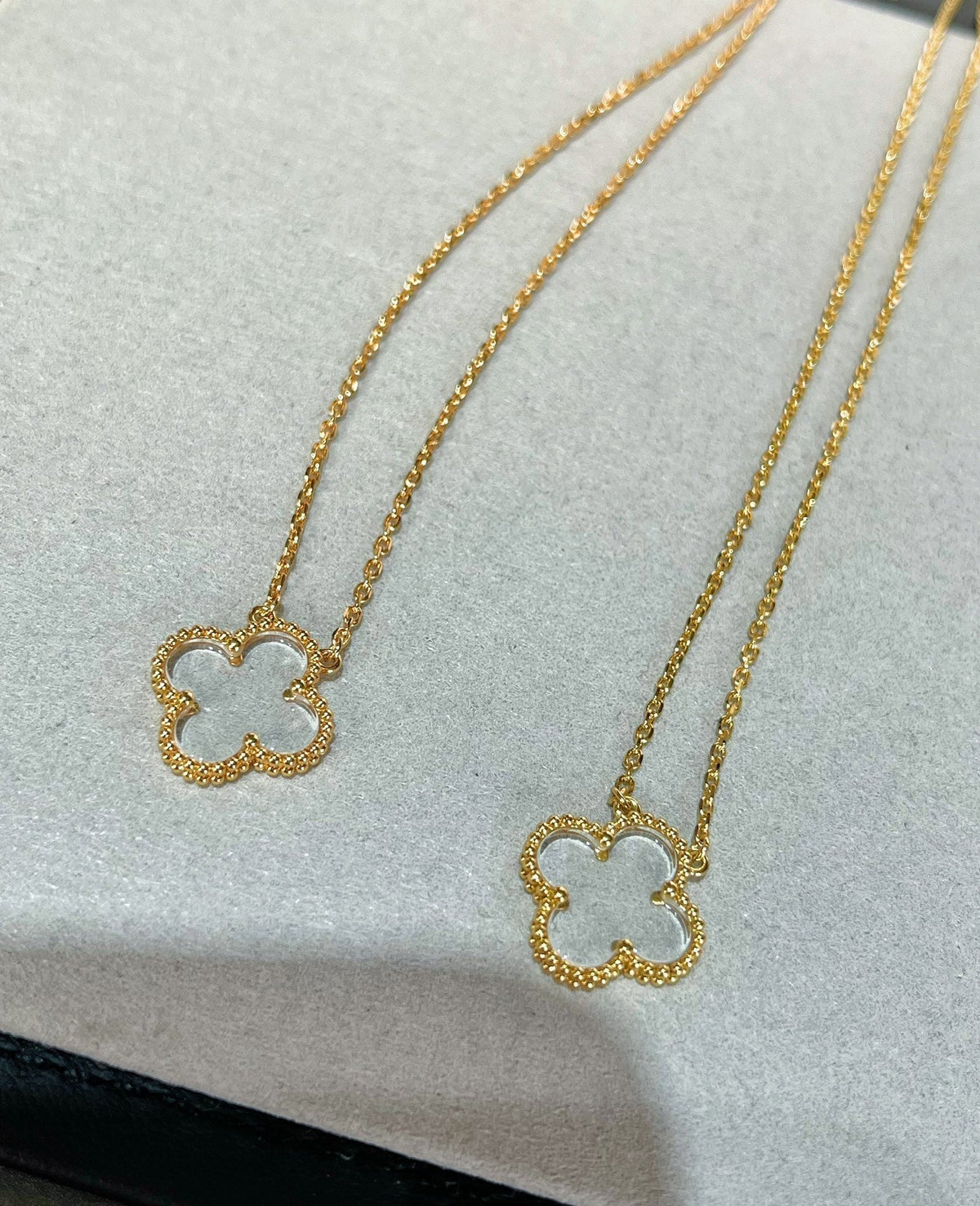 [Marins]CLOVER ROCK CRYSTAL ROSE GOLD NECKLACE