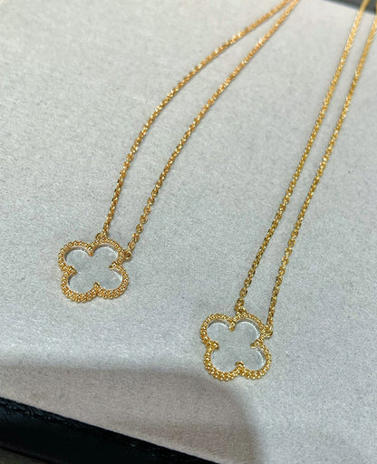 [Marins]CLOVER ROCK CRYSTAL ROSE GOLD NECKLACE