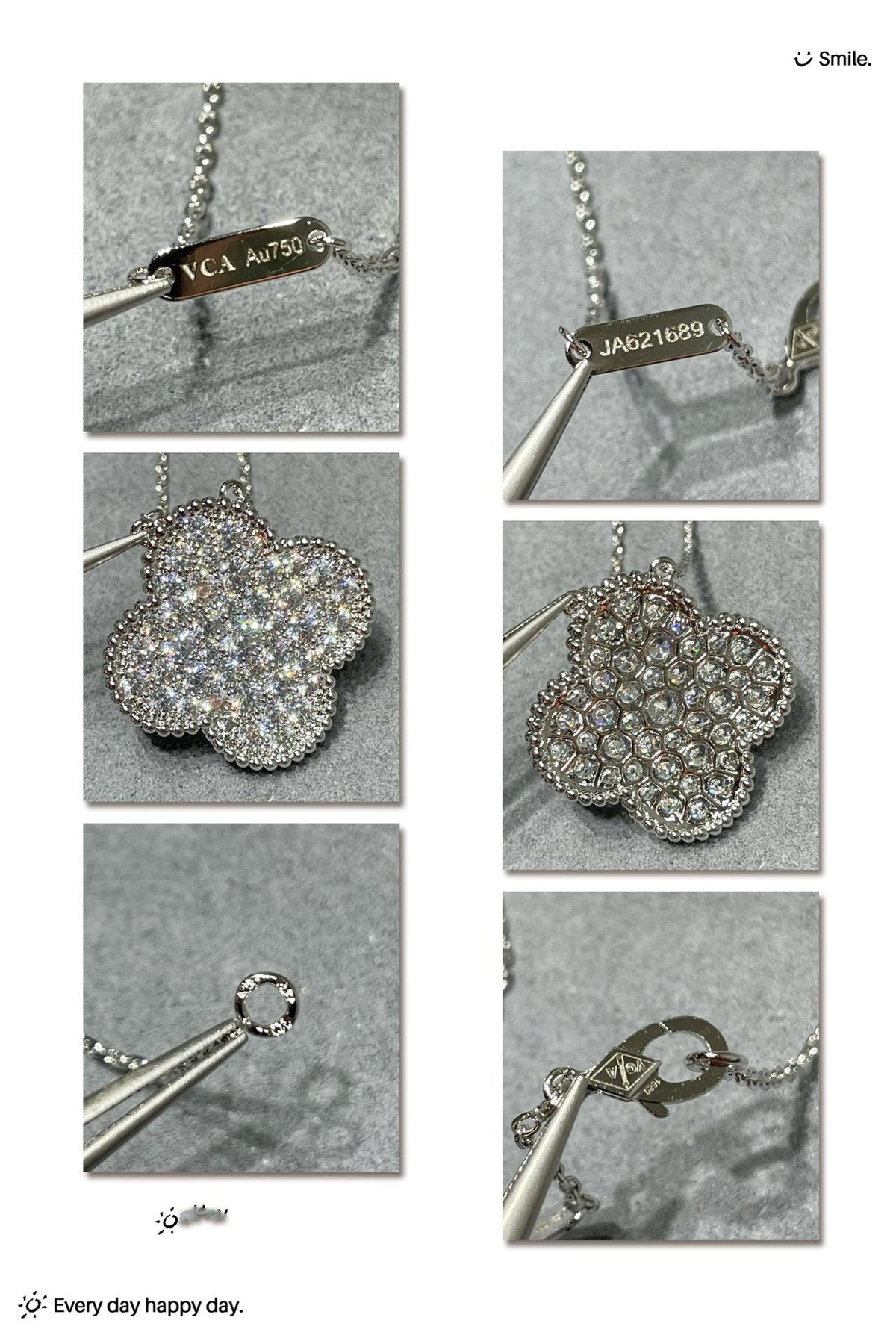 [Marins]CLOVER 25MM LARGE PENDANT DIAMOND PAVED SILVER NECKLACE