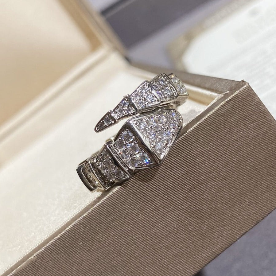 [Marins]SERPENTI LARGE RING SILVER DIAMOND PAVED