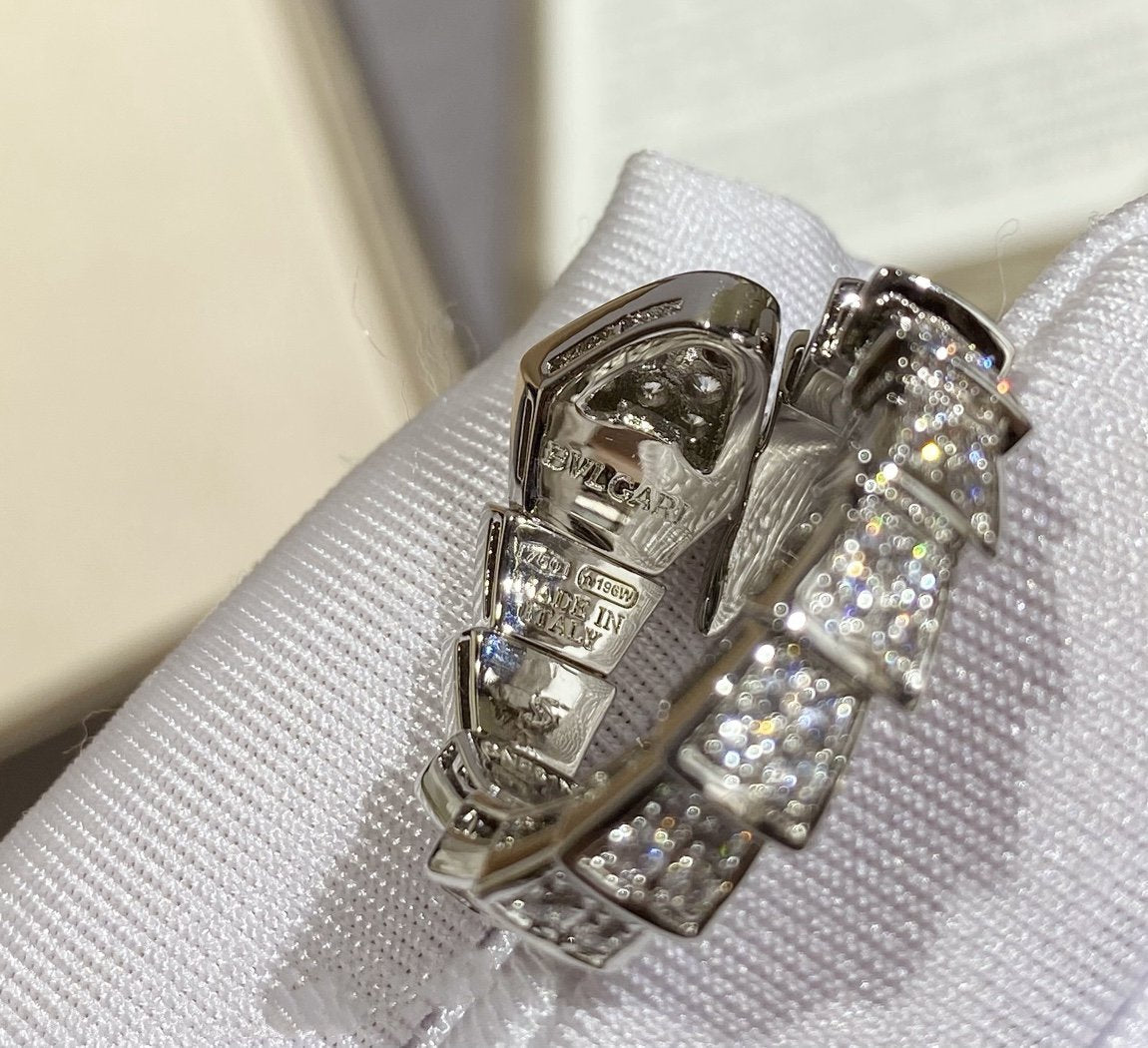 [Marins]SERPENTI LARGE RING SILVER DIAMOND PAVED