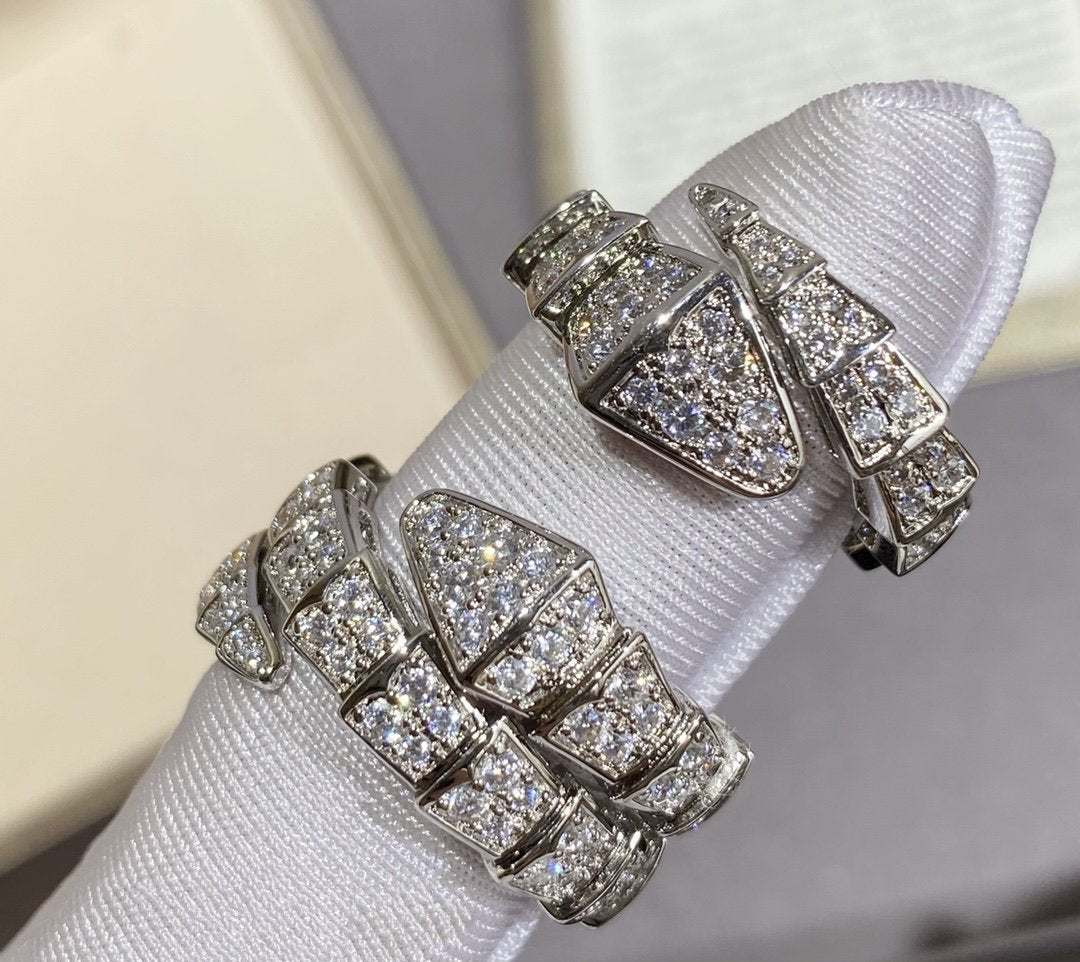 [Marins]SERPENTI LARGE RING SILVER DIAMOND PAVED