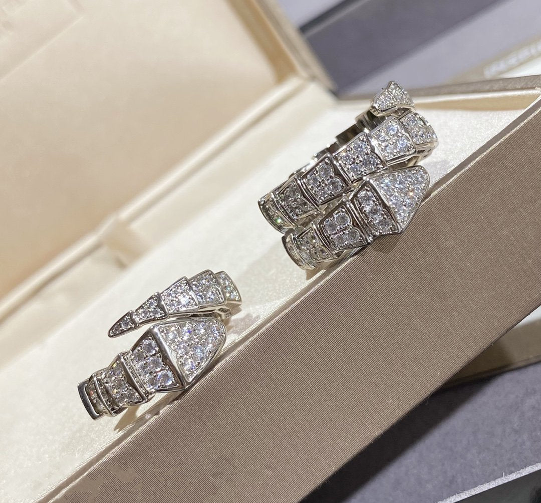 [Marins]SERPENTI LARGE RING SILVER DIAMOND PAVED