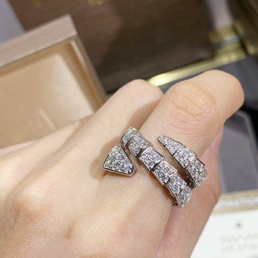 [Marins]SERPENTI DOUBLE RING SILVER DIAMOND PAVED