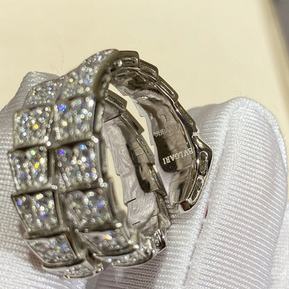 [Marins]SERPENTI DOUBLE RING SILVER DIAMOND PAVED
