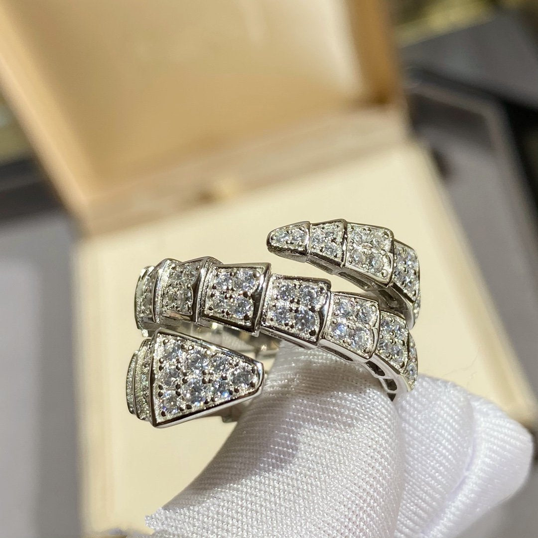 [Marins]SERPENTI DOUBLE RING SILVER DIAMOND PAVED