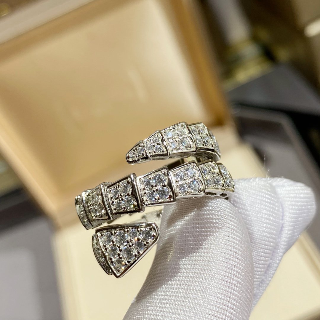 [Marins]SERPENTI DOUBLE RING SILVER DIAMOND PAVED
