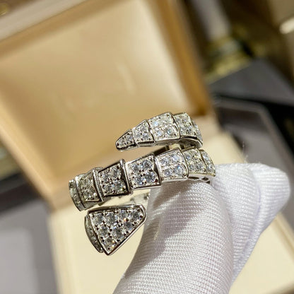 [Marins]SERPENTI DOUBLE RING SILVER DIAMOND PAVED