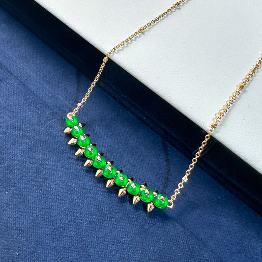 [Marins]New Arrival: Green Bead Rivet Necklace