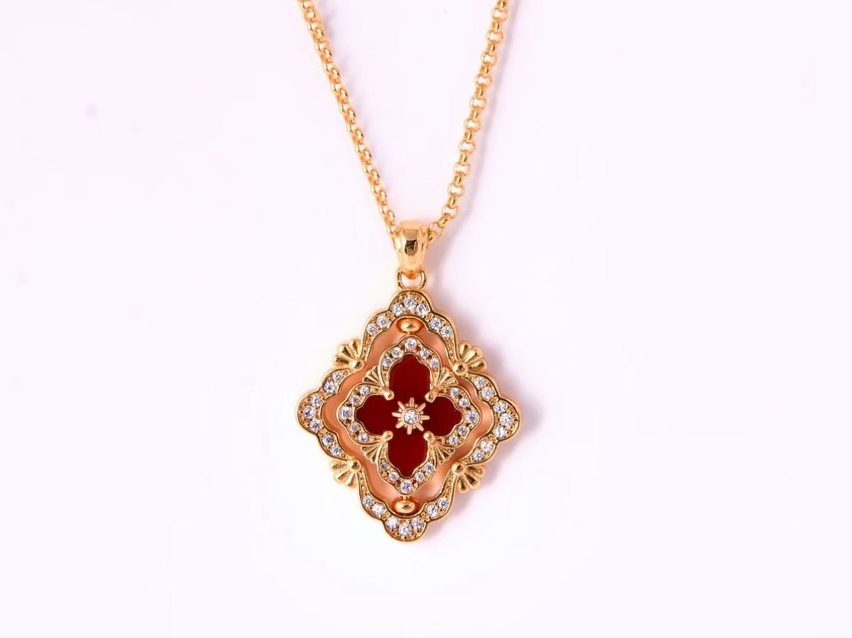 [Marins] B.C.L ENAMEL ROTATING SINGLE-DIAMOND NECKLACE（Various colors）