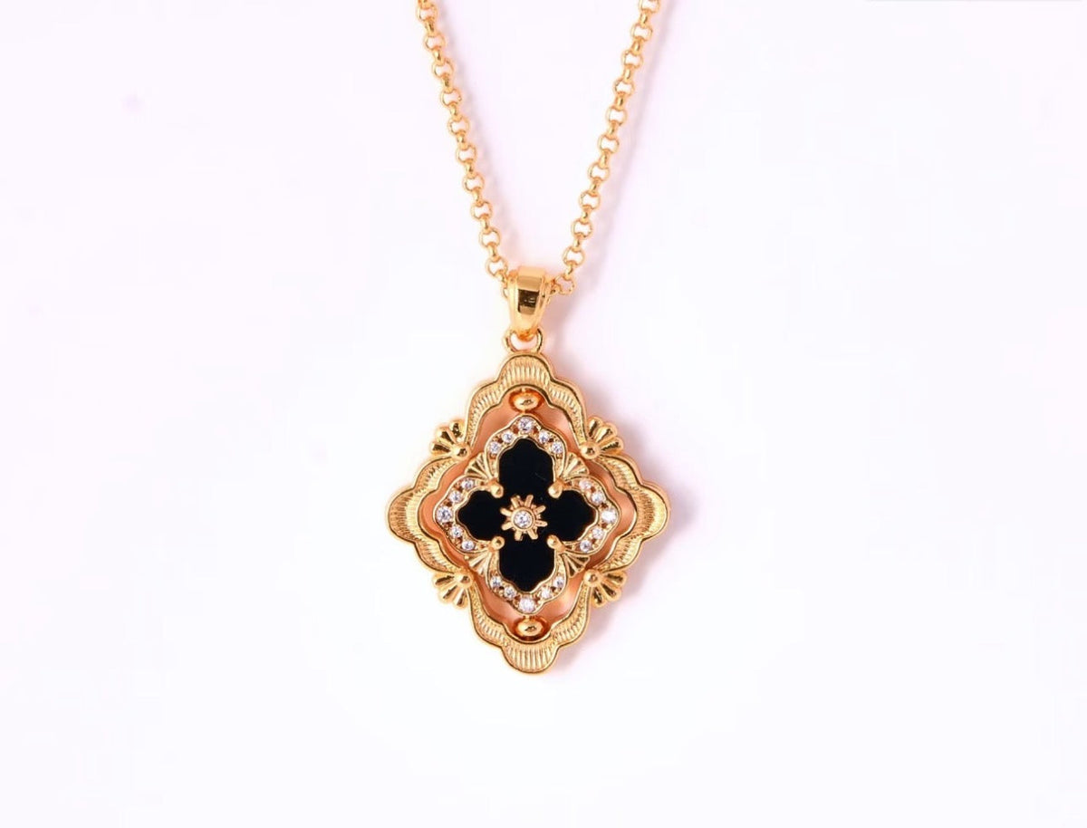 [Marins] B.C.L ENAMEL ROTATING SINGLE-DIAMOND NECKLACE（Various colors）
