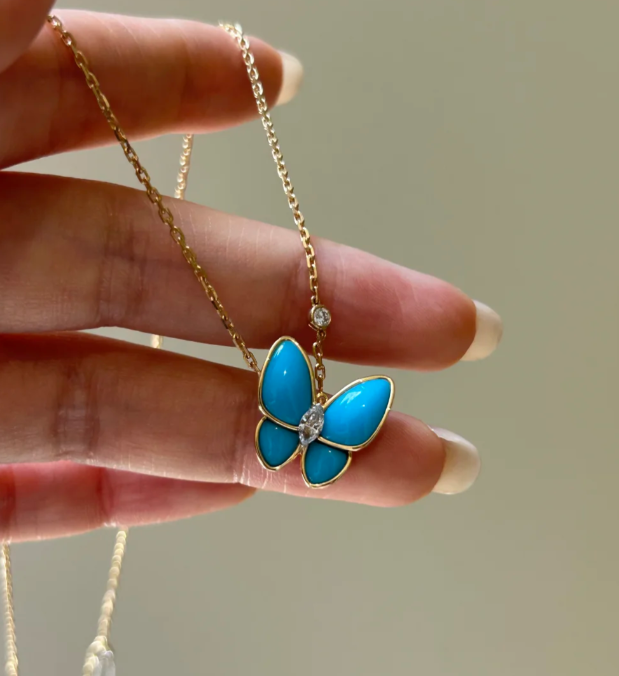 [Marins]Turquoise Butterfly Gold Necklace