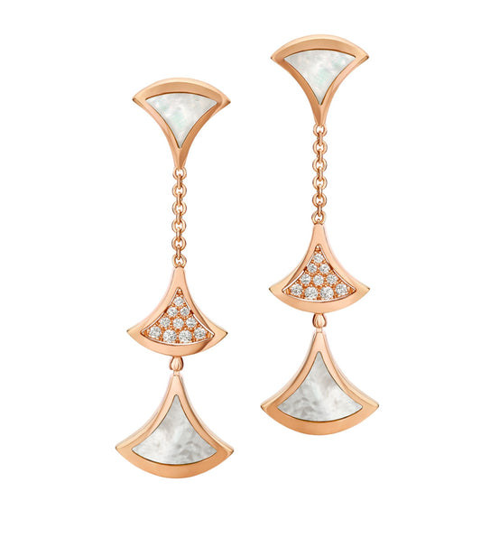 [Marins]DREAM EARRINGS 3 MOTIFS DIAMOND MOP PINK GOLD