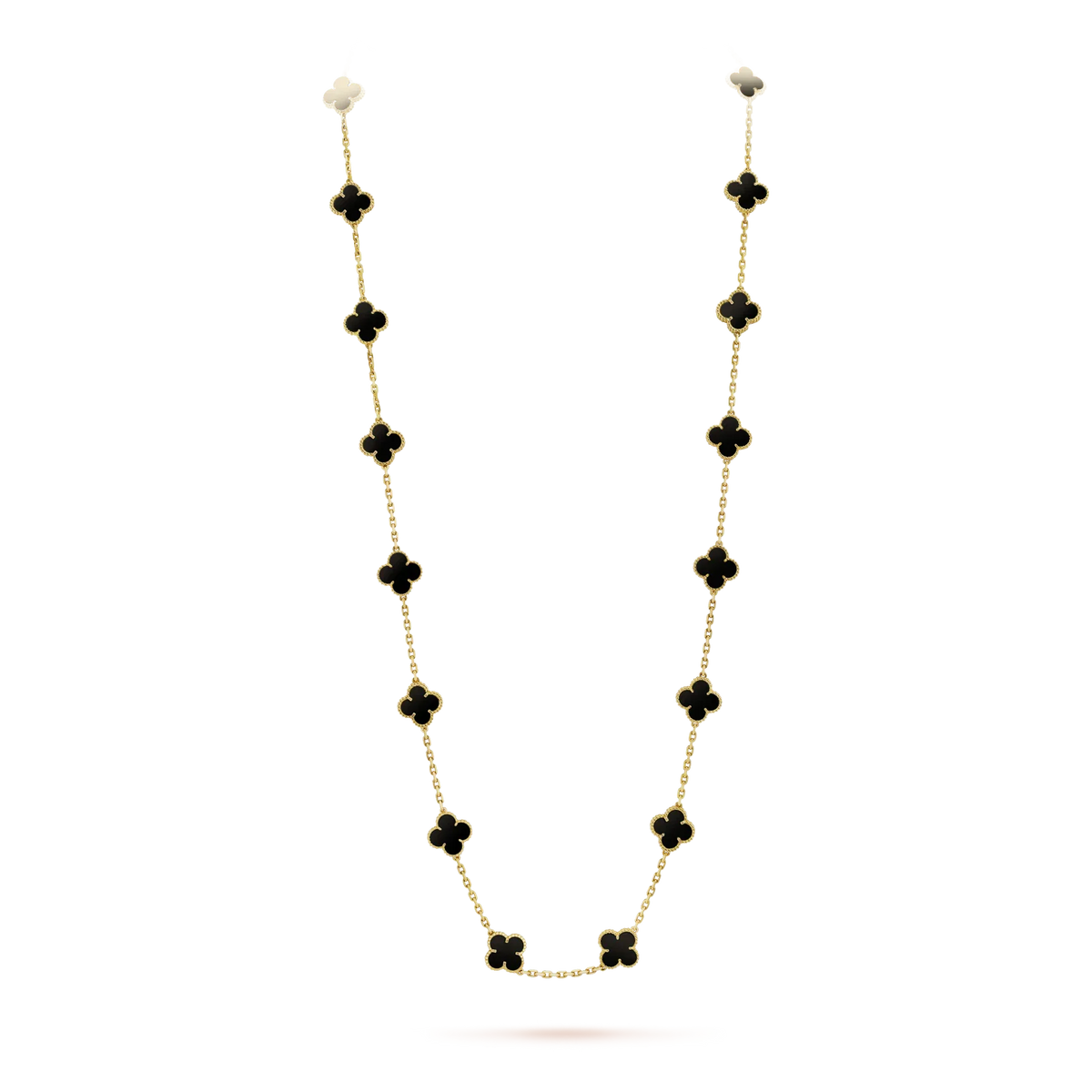 [Marins]CLOVER 20 MOTIFS ONYX NECKLACE