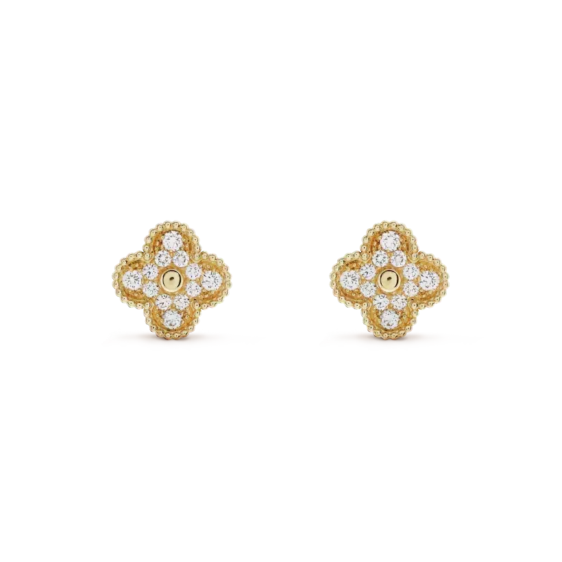 [Marins]CLOVER MEDIUM 1 MOTIFS FUll DIAMOND EARRINGS