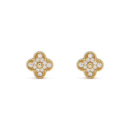 [Marins]CLOVER MEDIUM 1 MOTIFS FUll DIAMOND EARRINGS