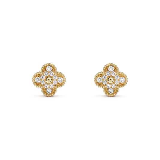 [Marins]CLOVER MEDIUM 1 MOTIFS FUll DIAMOND EARRINGS