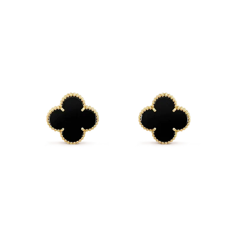 [Marins]CLOVER MEDIUM 1 MOTIFS  ONYX STUD EARRINGS