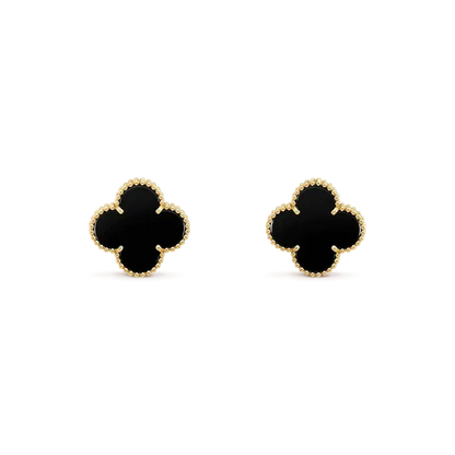 [Marins]CLOVER MEDIUM 1 MOTIFS  ONYX STUD EARRINGS