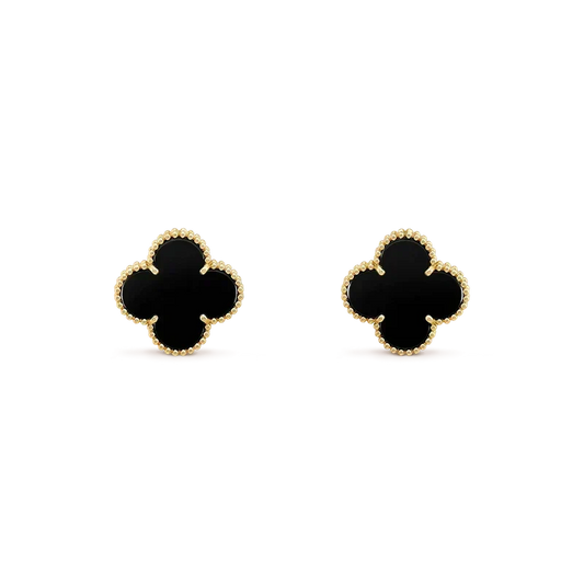 [Marins]CLOVER MEDIUM 1 MOTIFS  ONYX STUD EARRINGS