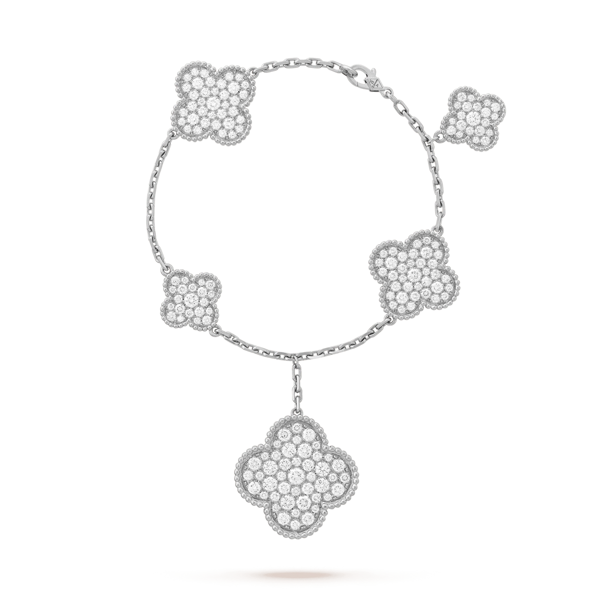 [Marins]CLOVER 6 MOTIFS SILVER DIAMOND BRACELET