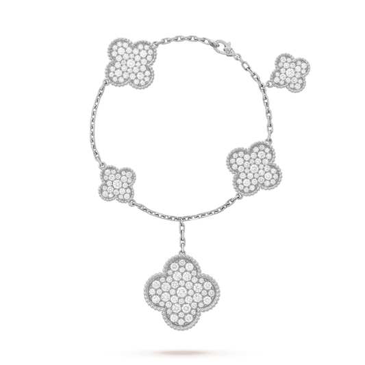 [Marins]CLOVER 6 MOTIFS SILVER DIAMOND BRACELET