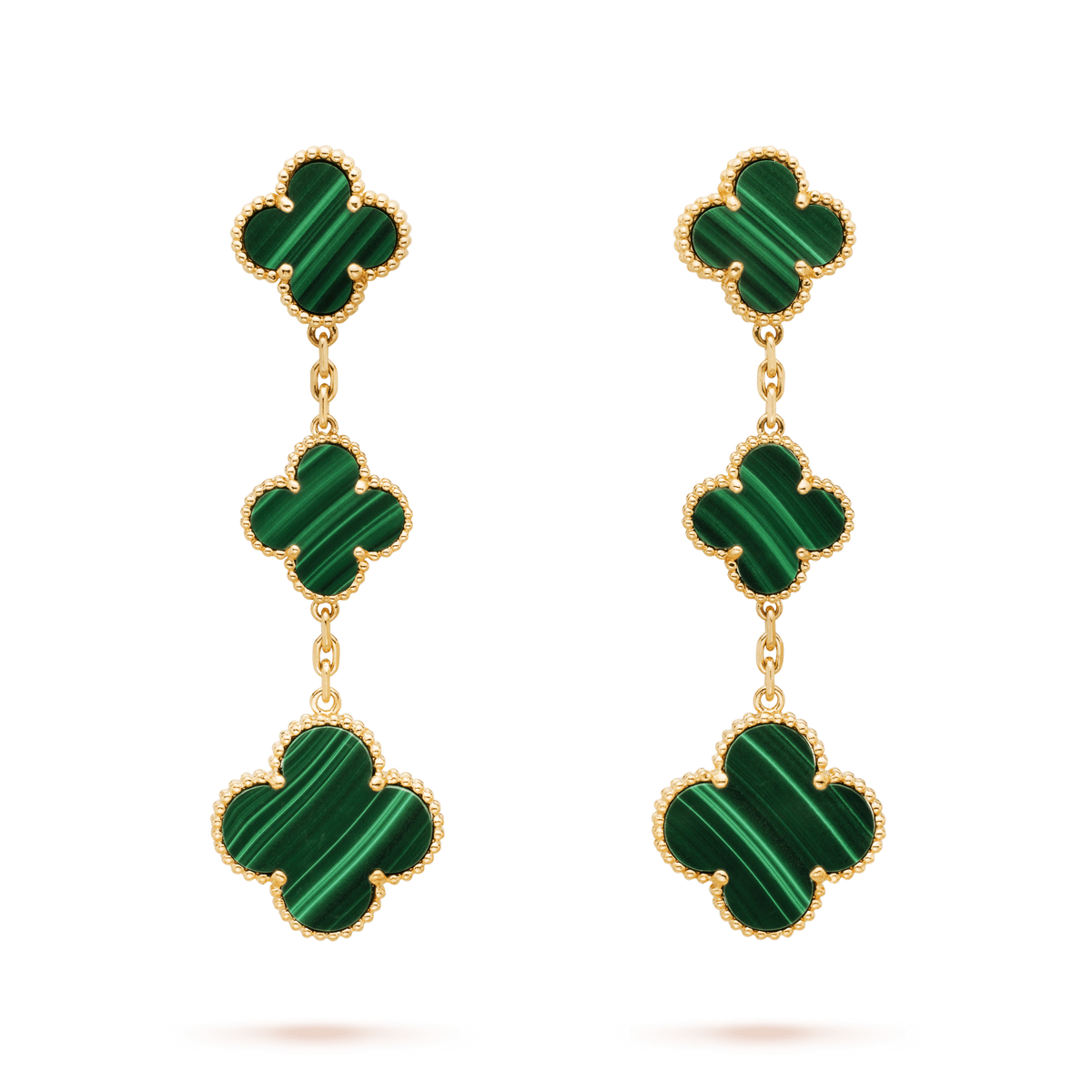 [Marins]CLOVER MALACHITE 3 MOTIFS GOLD
