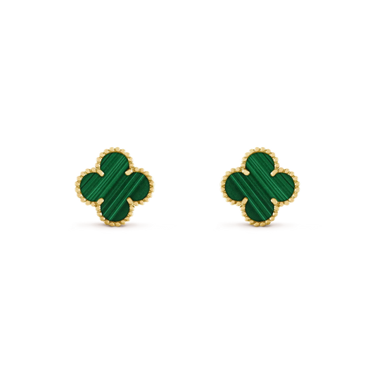 [Marins]CLOVER MEDIUM 1 MOTIFS MALACHITE  EARRINGS
