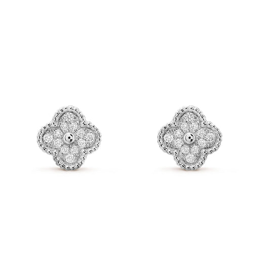 [Marins]CLOVER MINI DIAMOND STUD EARRINGS