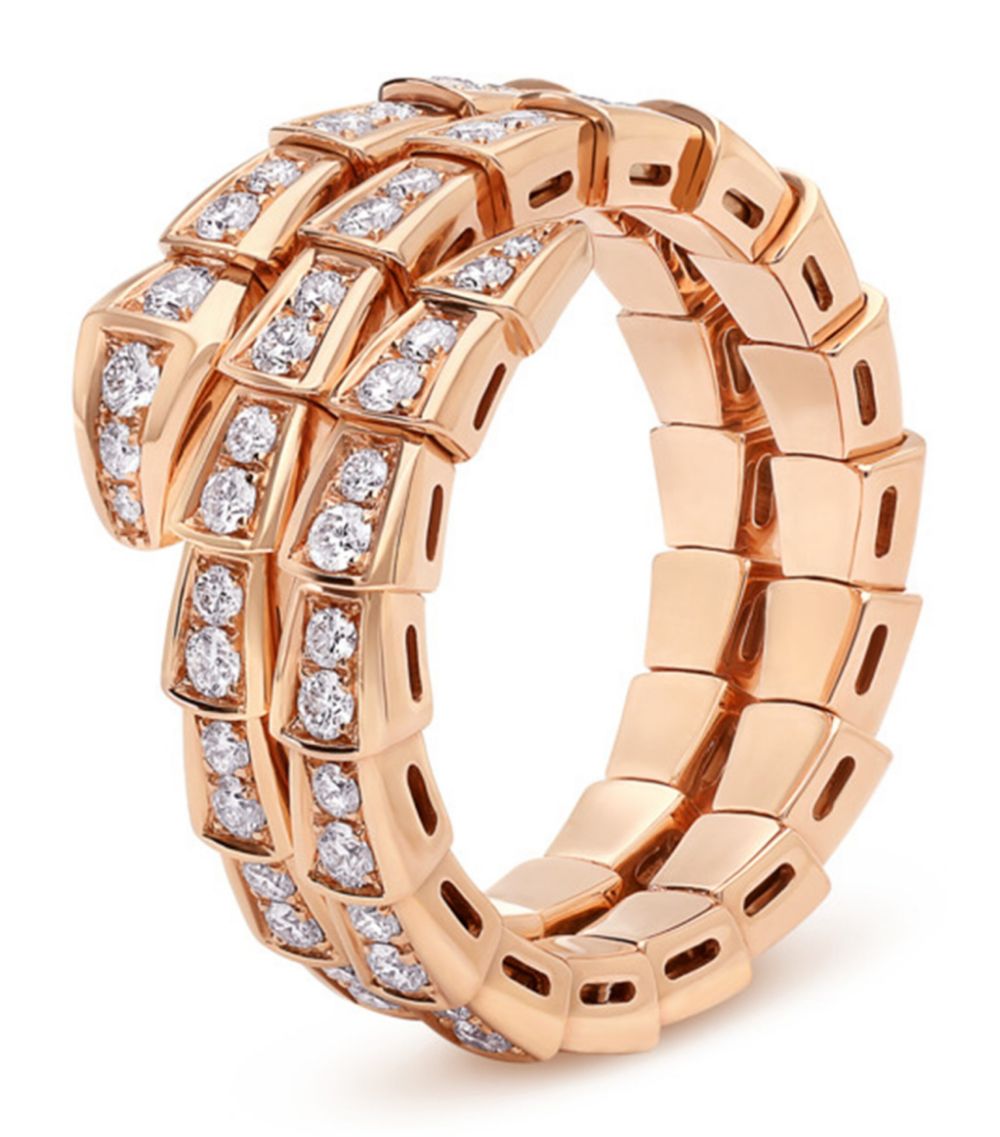 [Marins]SERPENTI RING PINK GOLD DIAMOND DOUBLE ROW