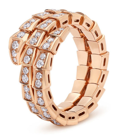 [Marins]SERPENTI RING PINK GOLD DIAMOND DOUBLE ROW