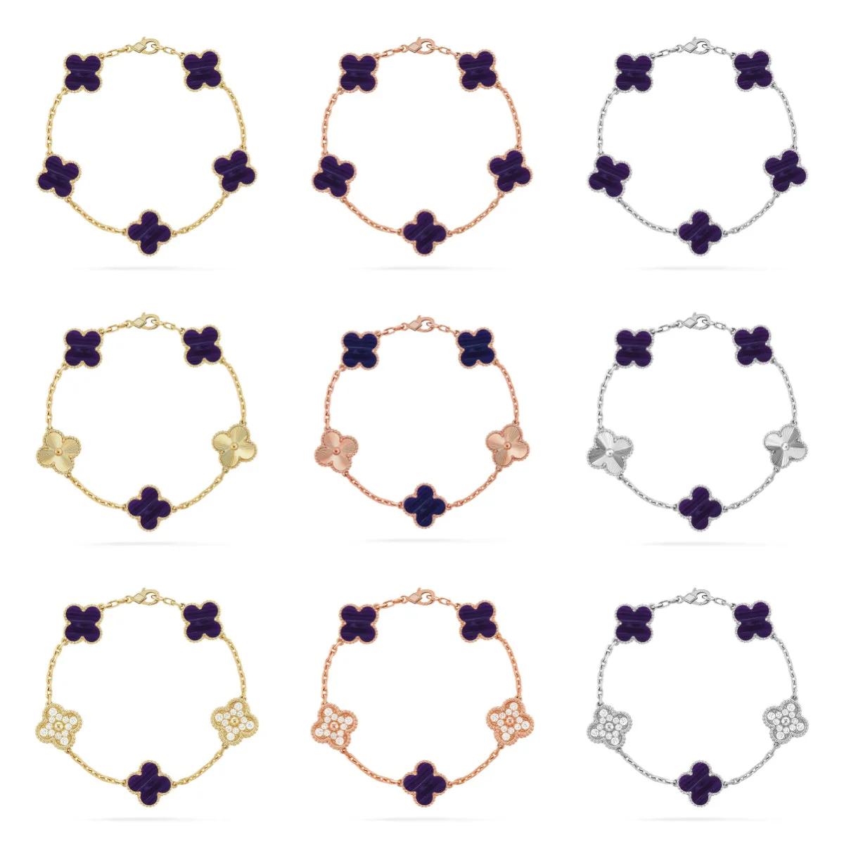[Marins]CLOVER 5 MOTIF PURPLE STRIPES BRACELET COLLECTION