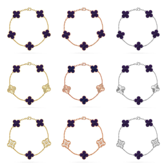 [Marins]CLOVER 5 MOTIF PURPLE STRIPES BRACELET COLLECTION