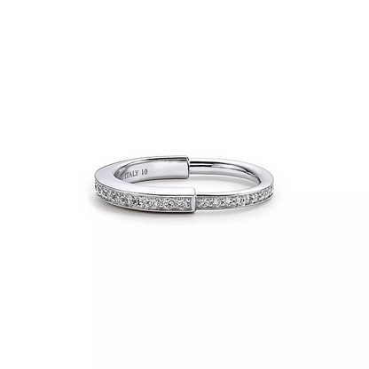 [Marins]LOCK RING SILVER DIAMOND PAVED