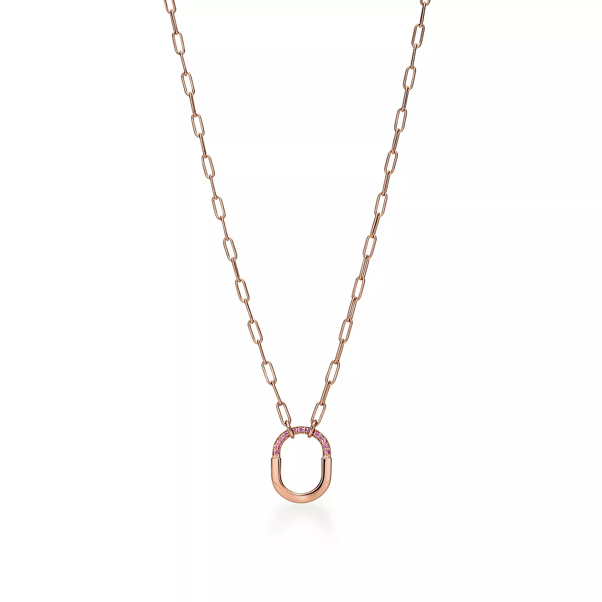 [Marins]LOCK SMALL PENDANT PINK DIAMOND PINK GOLD NECKLACE