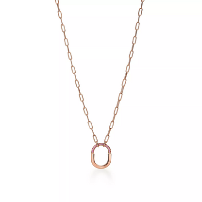 [Marins]LOCK SMALL PENDANT PINK DIAMOND PINK GOLD NECKLACE