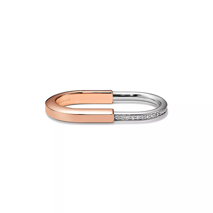 [Marins]LOCK RING TOW-FINGER ROSE AND WHITE GOLD DIAMONDS