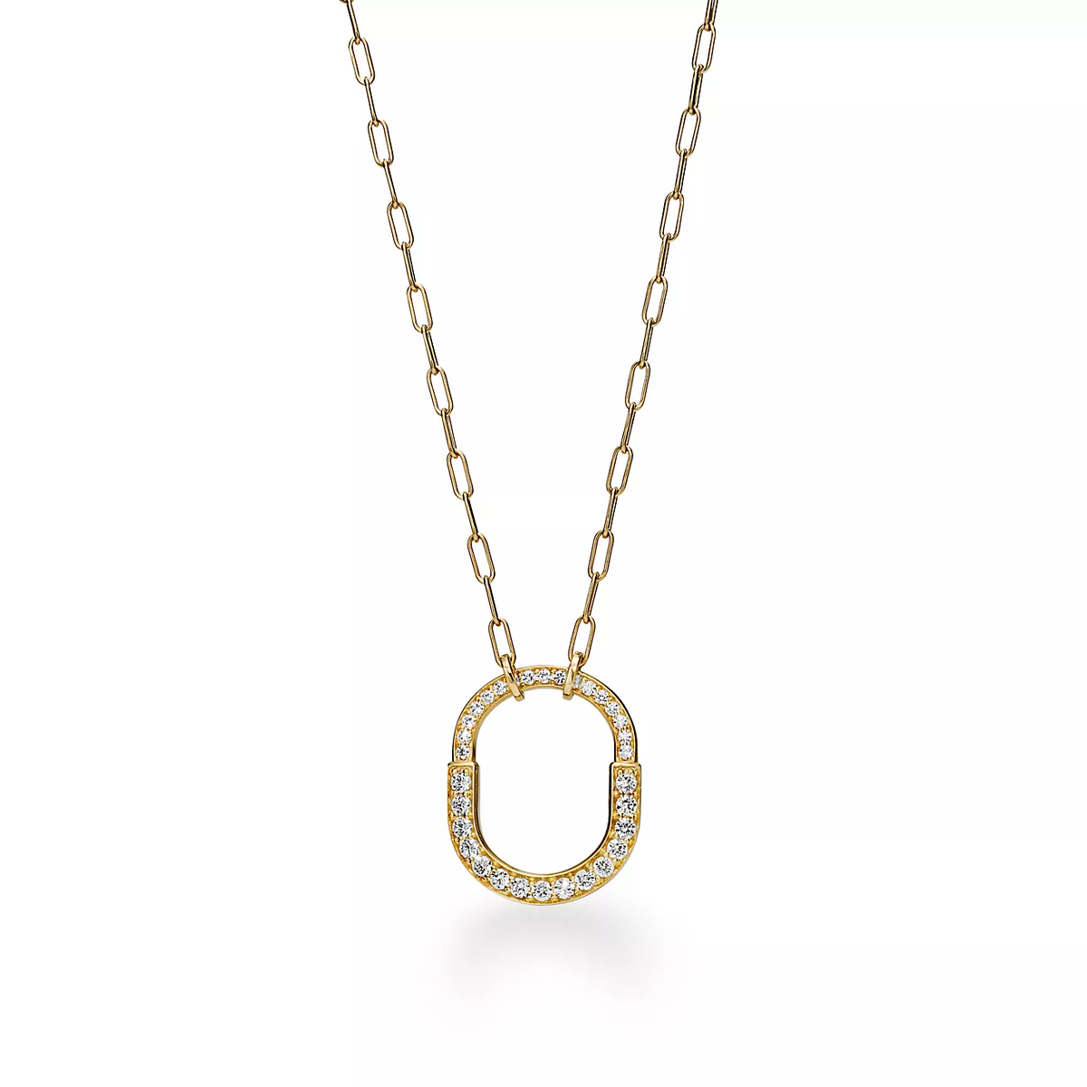 [Marins]LOCK NECKLACE MEDIUM PENDANT GOLD PAVED DIAMONDS