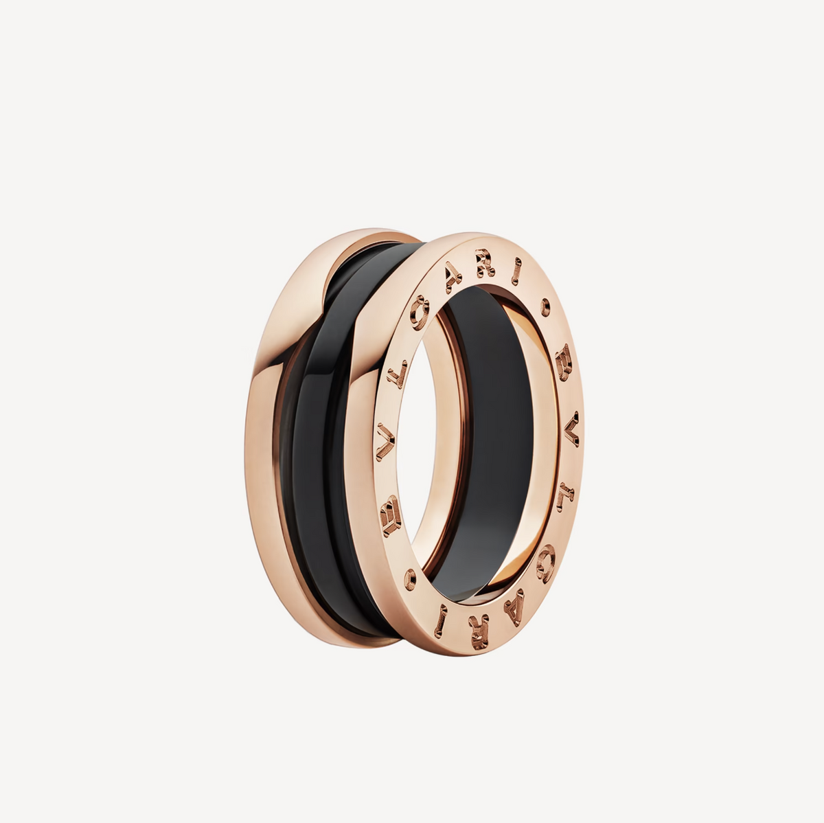[Marins]ZERO 1 TWO-BAND LOOPS AND BLACK CERAMIC PINK GOLD RING