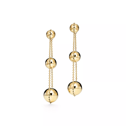 [Marins]TRIPLE DROP GOLD EARRINGS