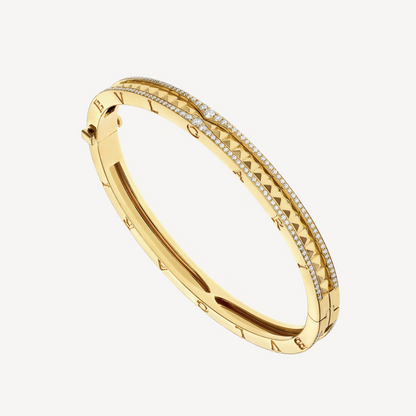 [Marins]ZERO 1 SPIRAL AND PAVED DIAMOND GOLD BRACELET