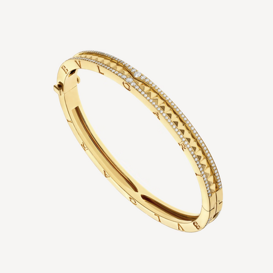 [Marins]ZERO 1 SPIRAL AND PAVED DIAMOND GOLD BRACELET