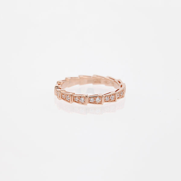 [Marins]SERPENTI RING PINK GOLD DIAMOND PAVED 3MM