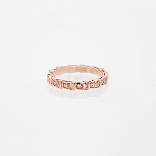 [Marins]SERPENTI RING PINK GOLD DIAMOND PAVED 3MM