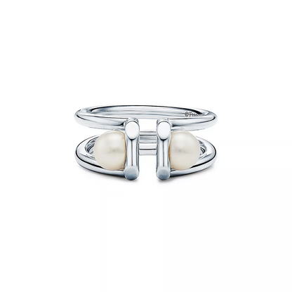 [Marins]DOUBLE PEARL SILVER RING
