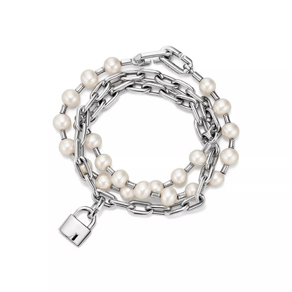 [Marins]PEARL LOCK SILVER BRACELET