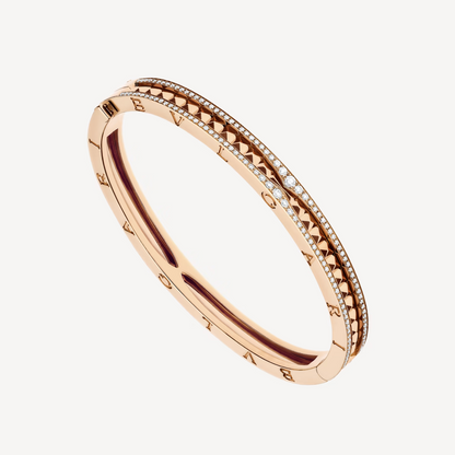 [Marins]ZERO 1 SPIRAL AND PAVED DIAMOND PINK GOLD BRACELET