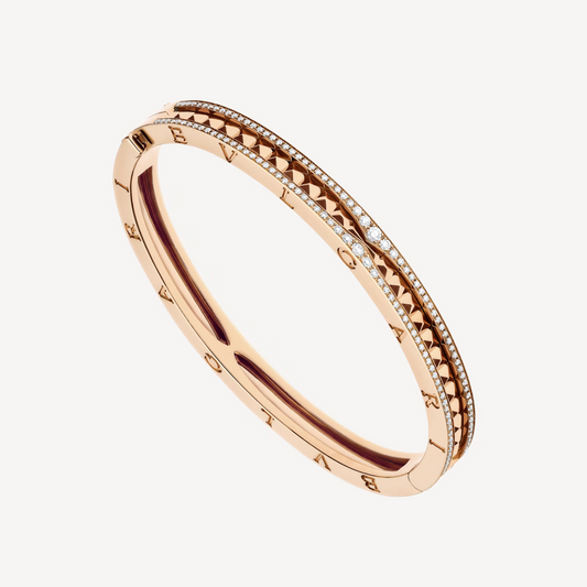 [Marins]ZERO 1 SPIRAL AND PAVED DIAMOND PINK GOLD BRACELET