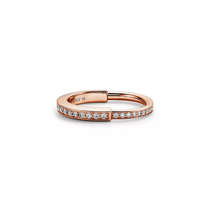 [Marins]LOCK RING PINK GOLD DIAMOND PAVED